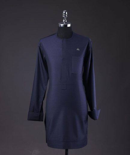 A Navy Blue, Front Flap Detailing Long Sleeve African kaftan and Sokoto