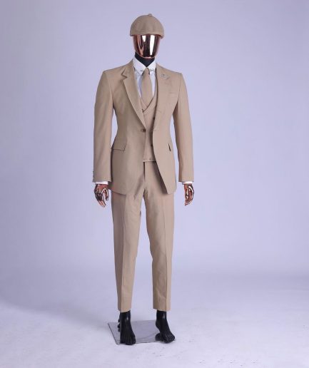 A Tortilla Brown “Peaky Blinders” Seer Sucker Fabric, Knitted, Notch Lapel Suit