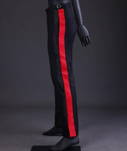 A Charcoal Black, Safari Military Jacket Attire with Hand-Knitted Metallic Wire Embroidery