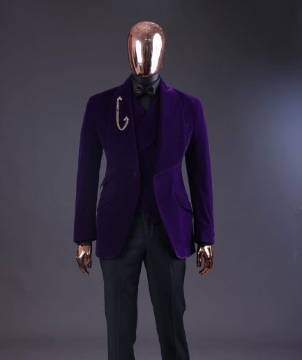 An Egg Plant Purple Velvet Shawl Lapel Tuxedo Suit