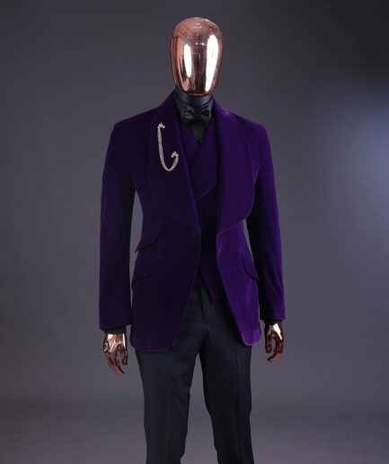 An Egg Plant Purple Velvet Shawl Lapel Tuxedo Suit