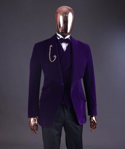 An Egg Plant Purple Velvet Shawl Lapel Tuxedo Suit