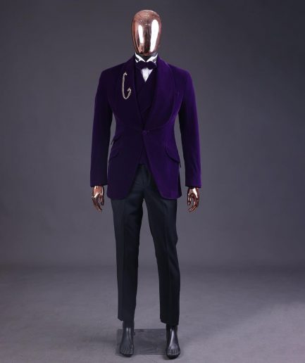 An Egg Plant Purple Velvet Shawl Lapel Tuxedo Suit
