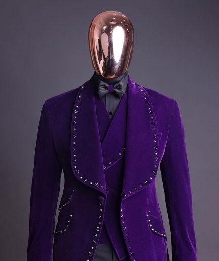 An Egg Plant Purple Velvet Shawl Lapel Tuxedo Suit