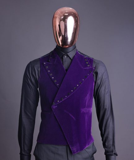 An Egg Plant Purple Velvet Shawl Lapel Tuxedo Suit