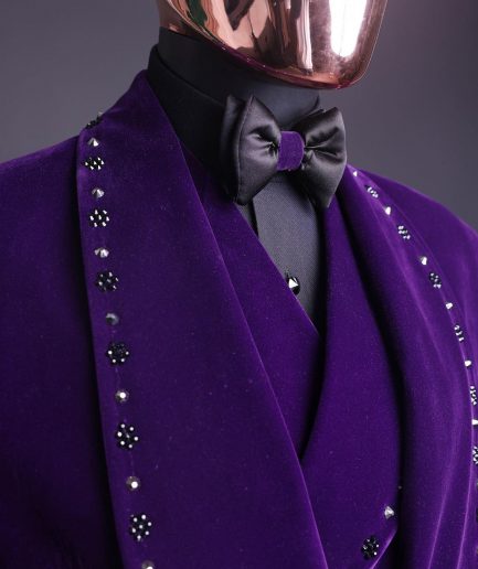 An Egg Plant Purple Velvet Shawl Lapel Tuxedo Suit