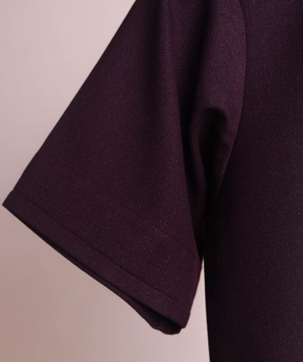 A burgundy, zipline with lower embroidery details, short sleeve African senator kaftan native.