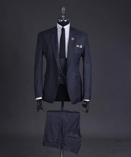 A Lead grey, knitted, notch lapel suit