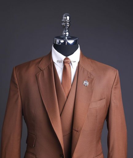 A Walnut Brown Knitted Notch Lapel Suit
