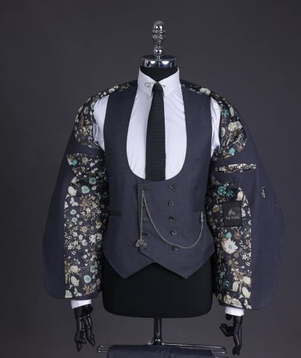 A Lead grey, knitted, notch lapel suit