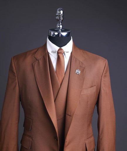 A Walnut Brown Knitted Notch Lapel Suit