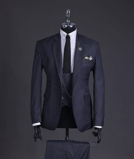 A Lead grey, knitted, notch lapel suit