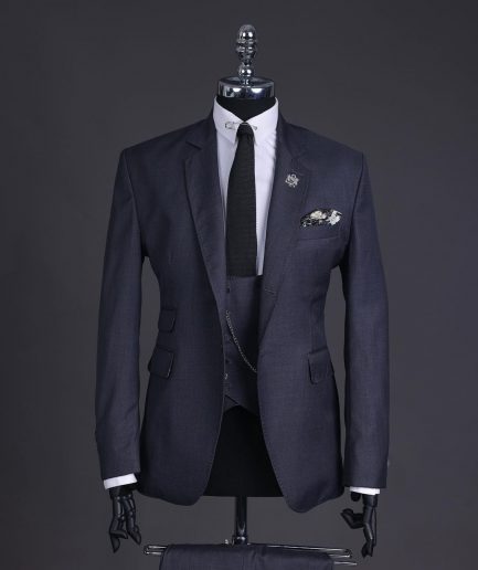 A Lead grey, knitted, notch lapel suit
