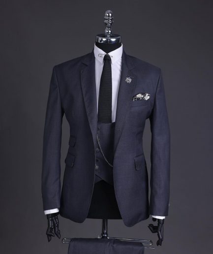 A Lead grey, knitted, notch lapel suit