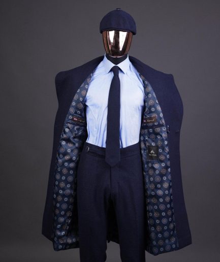A Navy blue – Jorgecarli Vogue jacket - “Sicilian” peak lapel trench double breasted suit