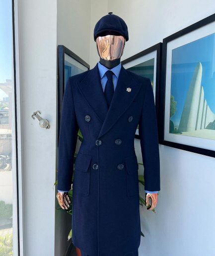 A Navy blue – Jorgecarli Vogue jacket - “Sicilian” peak lapel trench double breasted suit