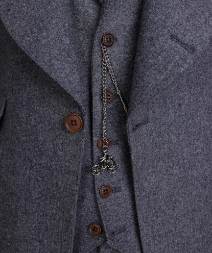 A Cloud Grey, Knitted, Peak Lapel Jorgecarli Vogue Suit