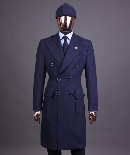 A Navy blue – Jorgecarli Vogue jacket - “Sicilian” peak lapel trench double breasted suit