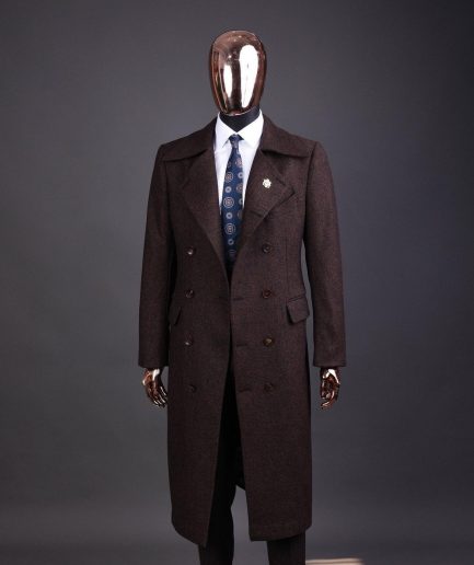 A Hickory Brown – Jorgecarli Vogue jacket - “Sicilian” peak lapel trench double-breasted suit