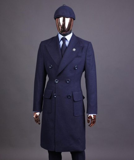 A Navy blue – Jorgecarli Vogue jacket - “Sicilian” peak lapel trench double breasted suit
