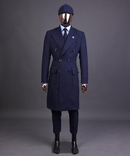 A Navy blue – Jorgecarli Vogue jacket - “Sicilian” peak lapel trench double breasted suit