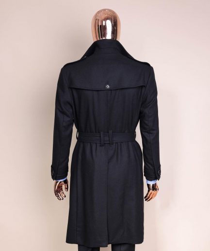 A Charcoal Black, Peak Lapel Jorgecarli Vogue Trench Wool Jacket