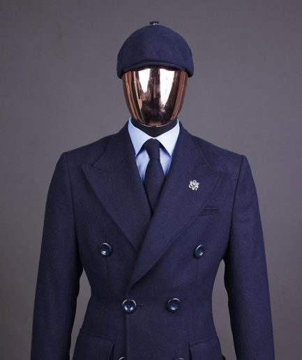 A Navy blue – Jorgecarli Vogue jacket - “Sicilian” peak lapel trench double breasted suit