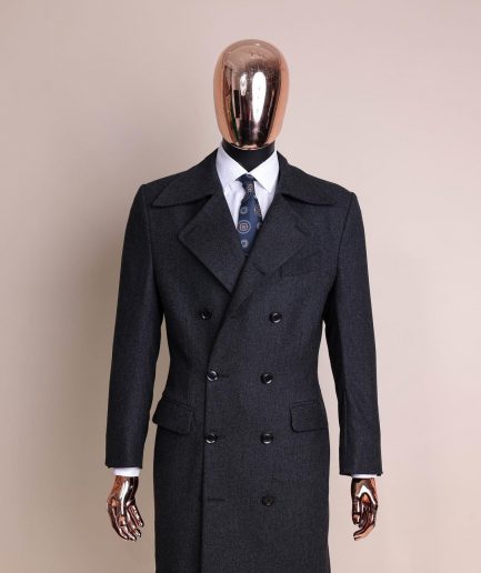 A Charcoal Grey, Peak Lapel Jorgecarli Vogue Trench Wool Suit