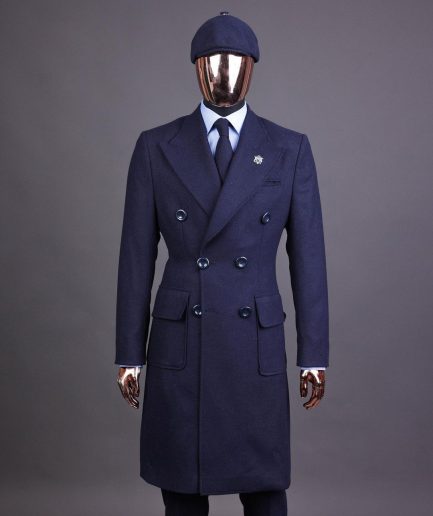 A Navy blue – Jorgecarli Vogue jacket - “Sicilian” peak lapel trench double breasted suit