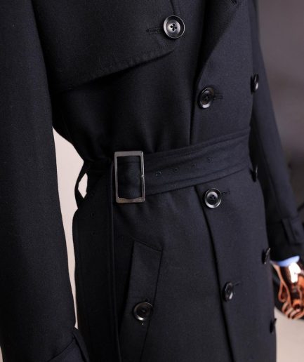 A Charcoal Black, Peak Lapel Jorgecarli Vogue Trench Wool Jacket