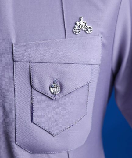 A periwinkle purple, paisley details short sleeve ka-shirt senator Kaftan native.
