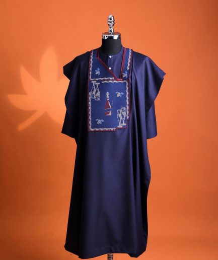 A Navy blue, “pop pop pop”embroidery details agbada, mint blue clear view Swarovski buttons on 3/4 sleeve kaftan & sokoto