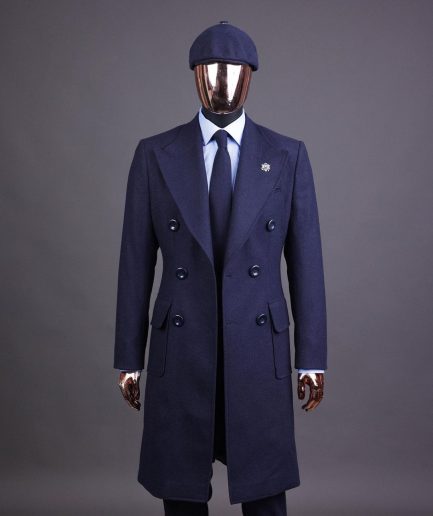 A Navy blue – Jorgecarli Vogue jacket - “Sicilian” peak lapel trench double breasted suit
