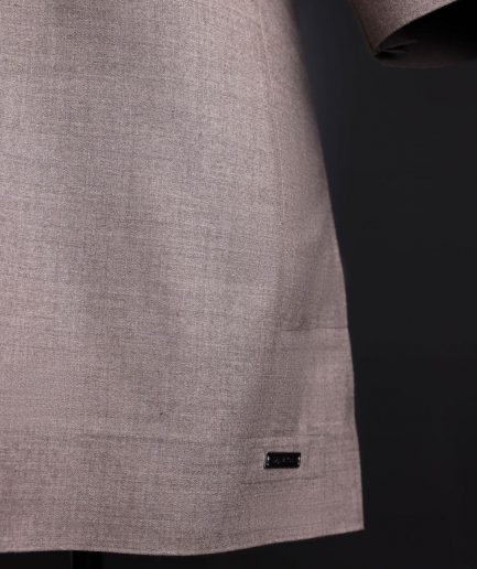A Light cedar brown, Jorgecarli wool, front flap, layered suit & pen pocket, 3/4 sleeve and clear view silver Swarovski button African senator kaftan native.