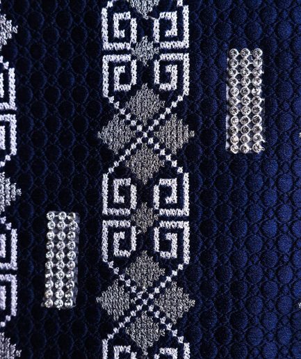A Midnight blue, shattered interwoven embroidery with Swarovski stones details Agbada