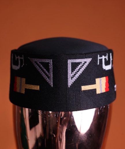 A Charcoal Black, “ise ni ogun ise” - work is the antidote of poverty - pattern embroidery details agbada, 3/4 sleeve kaftan & sokoto