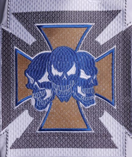 A White, “Skulls Bones” Embroidery Details Agbada
