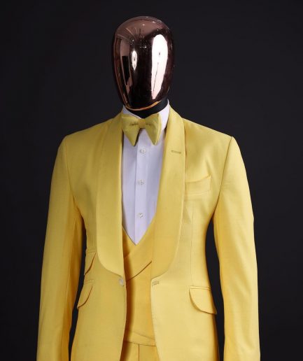 A Middle yellow linen shawl lapel jacket