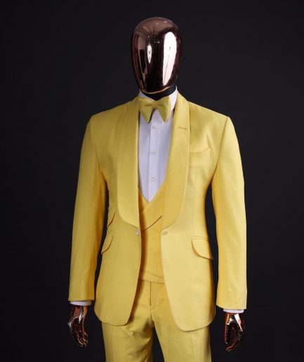 A Middle yellow linen shawl lapel jacket