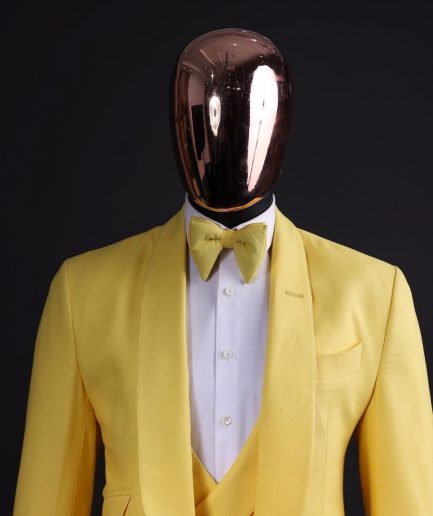 A Middle yellow linen shawl lapel jacket