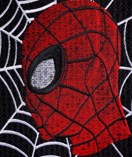 A charcoal black, “Spider-Man” embroidery details agbada, 3/4 sleeve kaftan & sokoto