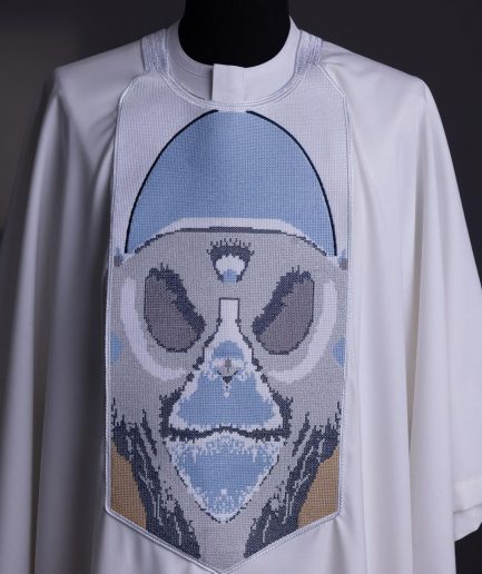 An Ivory White, “Planet Of Apes” Embroidery Agbada