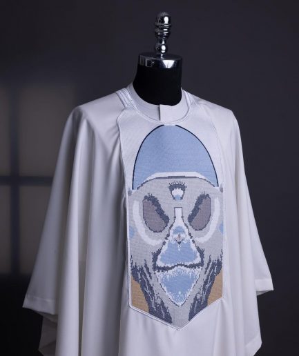 An Ivory White, “Planet Of Apes” Embroidery Agbada