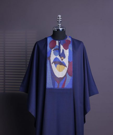 A Navy blue, “Joker” embroidery details agbada