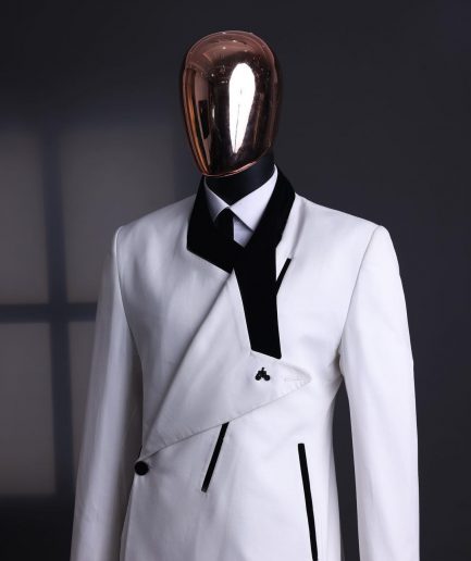 A Polished chinos “pride & prejudice” double breasted deconstructed dropping lapel suit