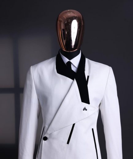 A Polished chinos “pride & prejudice” double breasted deconstructed dropping lapel suit