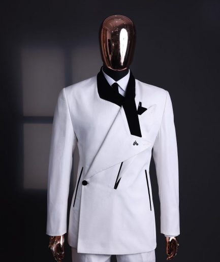 A Polished chinos “pride & prejudice”, double breasted deconstructed dropping lapel suit