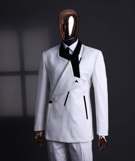 A Polished chinos “pride & prejudice” double breasted deconstructed dropping lapel suit