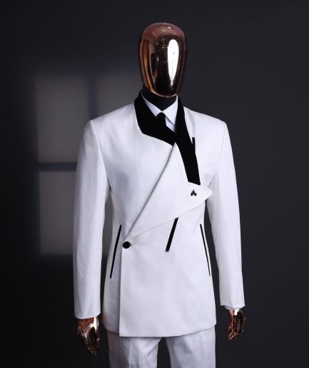 A Polished chinos “pride & prejudice” double breasted deconstructed dropping lapel suit