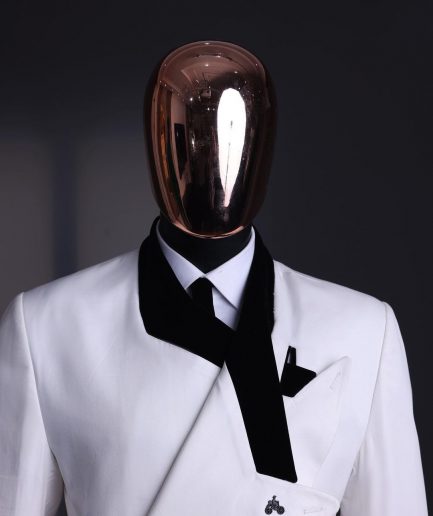 A Polished chinos “pride & prejudice”, double breasted deconstructed dropping lapel suit